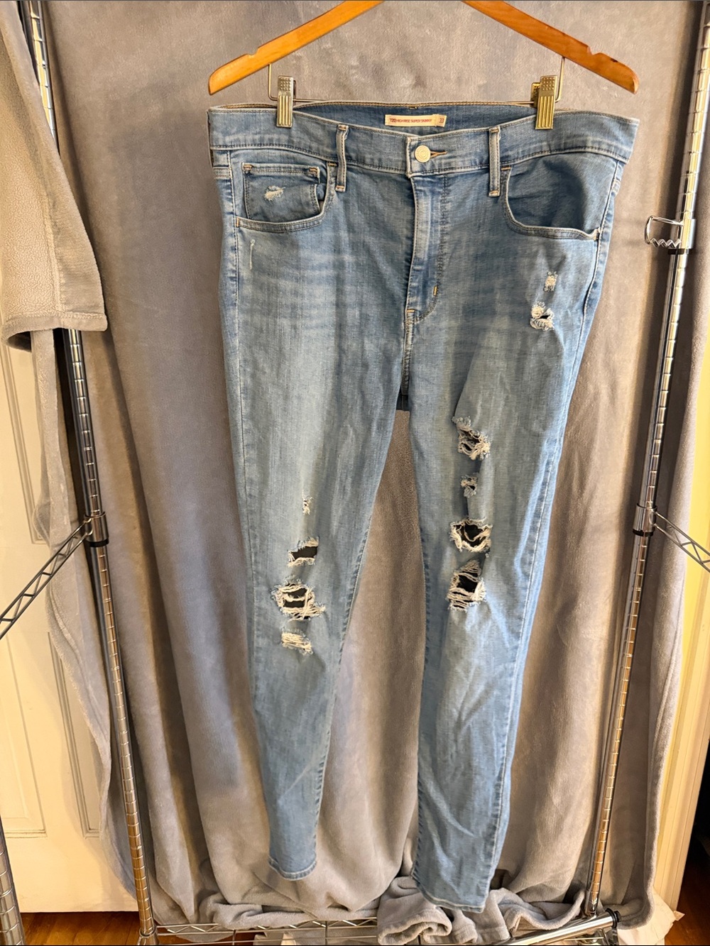 Levi's Light Blue Ripped Skinny Jeans